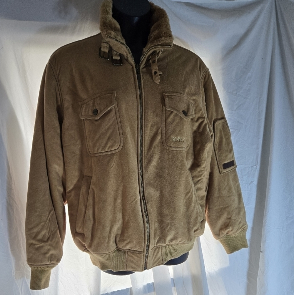 Vintage Faux Suede Fuzzy Lining Bomber Jacket EUC - Picture 12 of 13